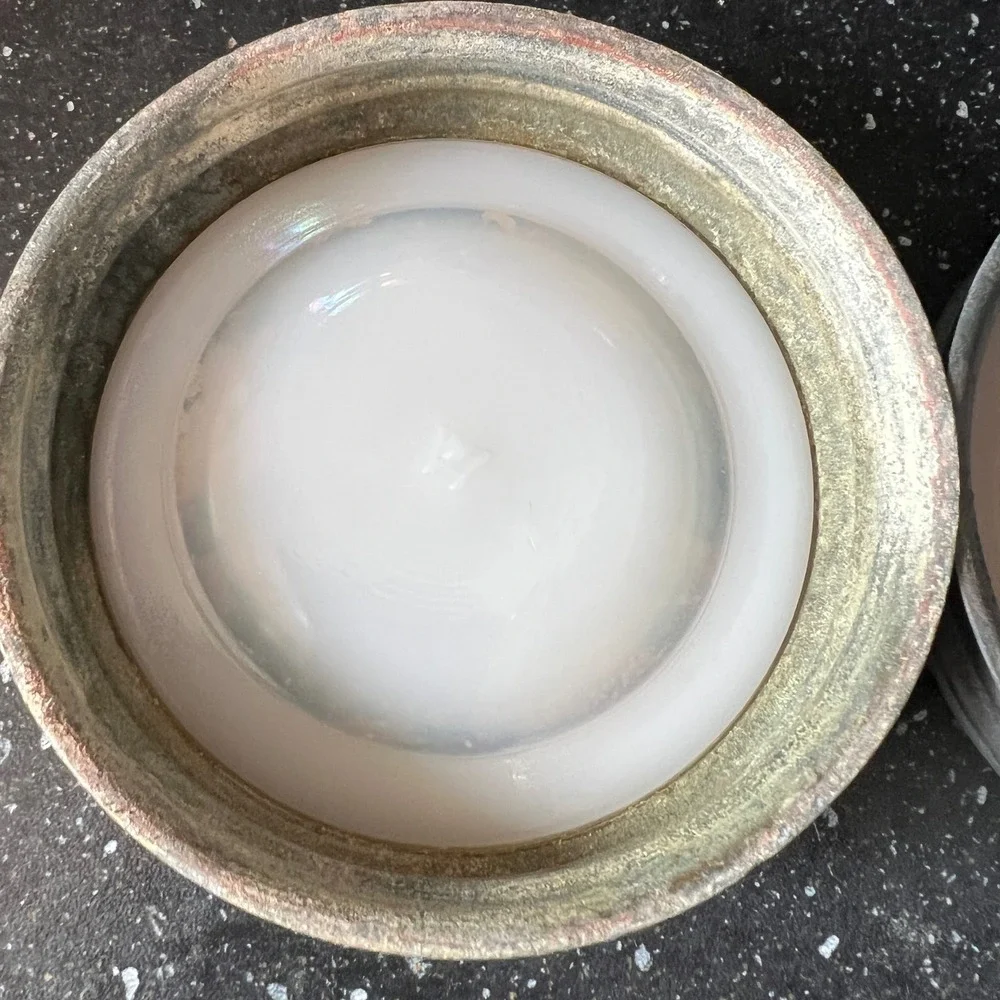 Ball and Atlas‎ Vintage Zinc Canning Jar Lids with Milk Glass Liners Set of 4
